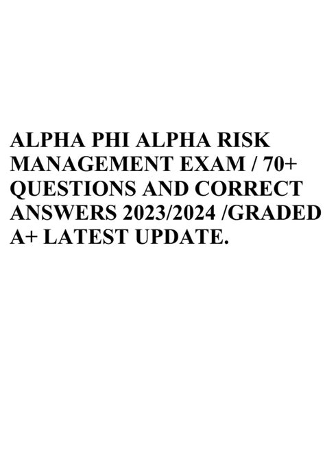 By the spring of 1986 the Alpha Phi Alpha risk management program required members and pledges to pass a test on the fraternity structure and included policies. . Alpha phi alpha risk management test
